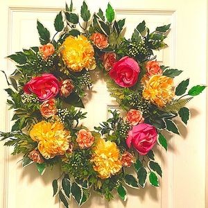 Handmade Spring/Summer Wreath, Floral Wreath ,Outdoor/Indoor Wreath
